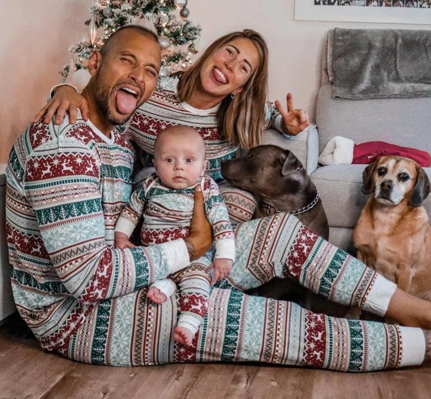 Family Christmas Matching Pajamas Set Adult Kids and New born.