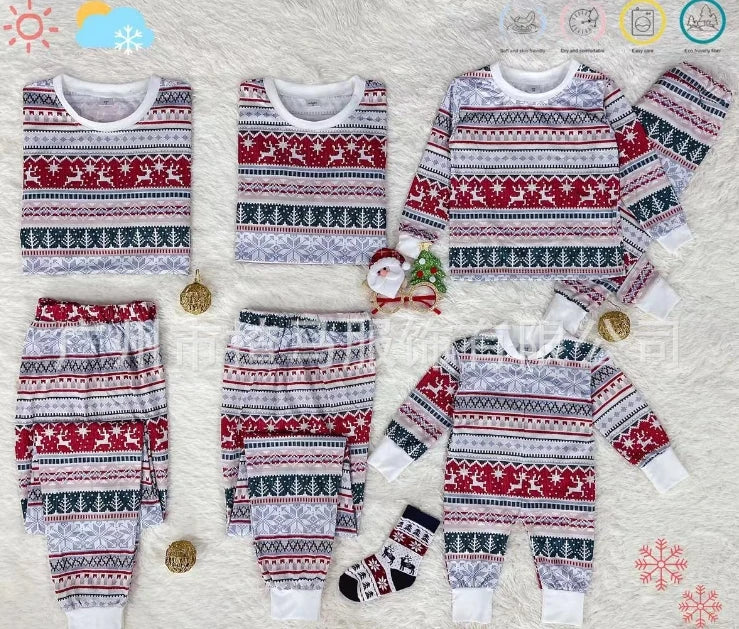 Family Christmas Matching Pajamas Set Adult Kids and New born.